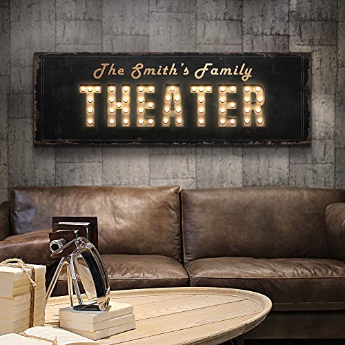 Personalized Rustic Theater Canvas Art Print