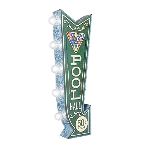 Vintage Double-Sided LED Pool Hall Marquee Sign