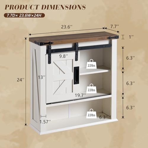 Rustic Oak 24" Sliding Barn Door Wall Cabinet