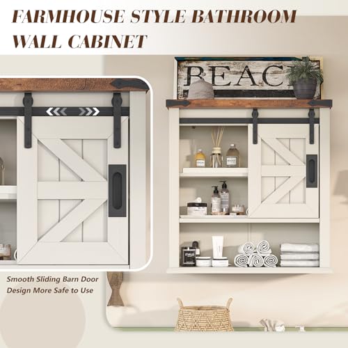 Rustic Oak 24" Sliding Barn Door Wall Cabinet