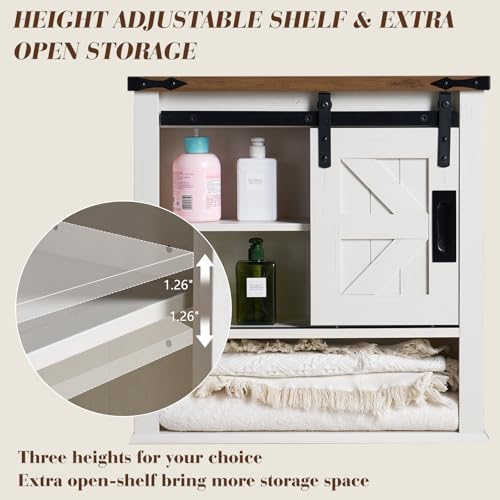 Rustic Oak 24" Sliding Barn Door Wall Cabinet