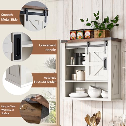 Rustic Oak 24" Sliding Barn Door Wall Cabinet