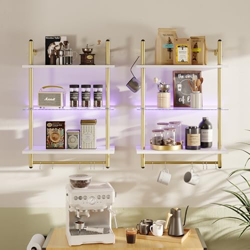 Floating Shelves with LED Lights for Wall Decor