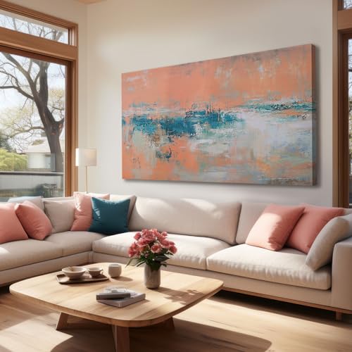 Abstract Orange and Gray Canvas Wall Art 30x60
