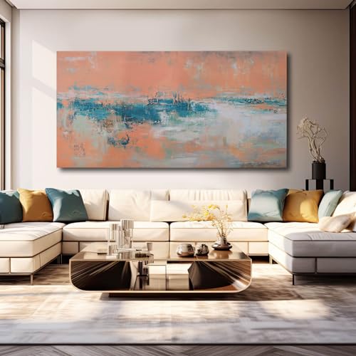 Abstract Orange and Gray Canvas Wall Art 30x60