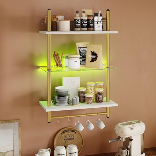 Floating Shelves with LED Lights for Wall Decor