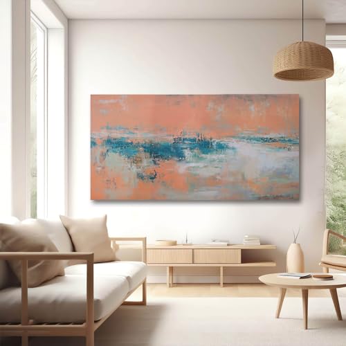 Abstract Orange and Gray Canvas Wall Art 30x60