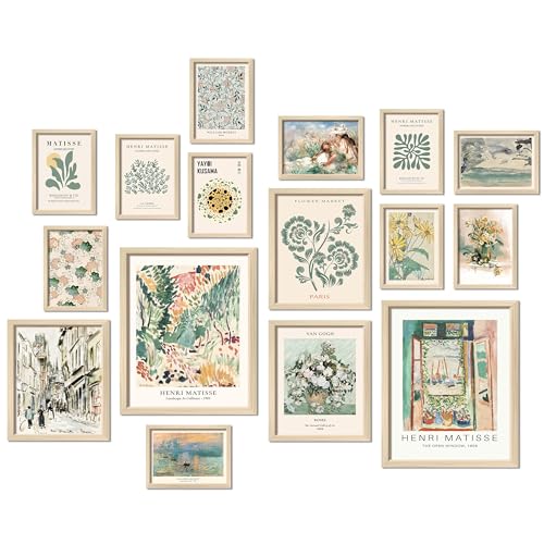16-Piece Sage Green Wall Art Decor Set