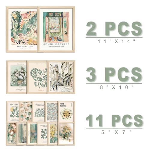 16-Piece Sage Green Wall Art Decor Set