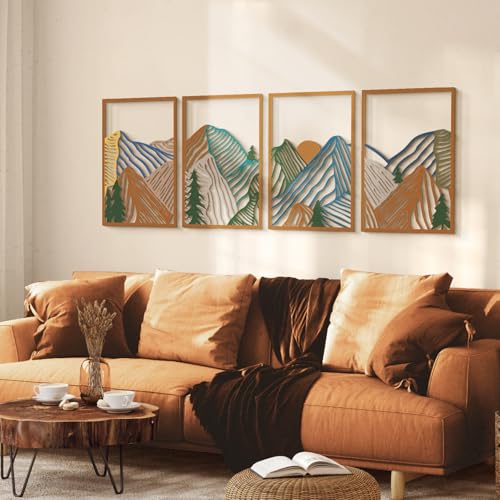 Abstract 3D Mountain Wall Art - Multicolor Design