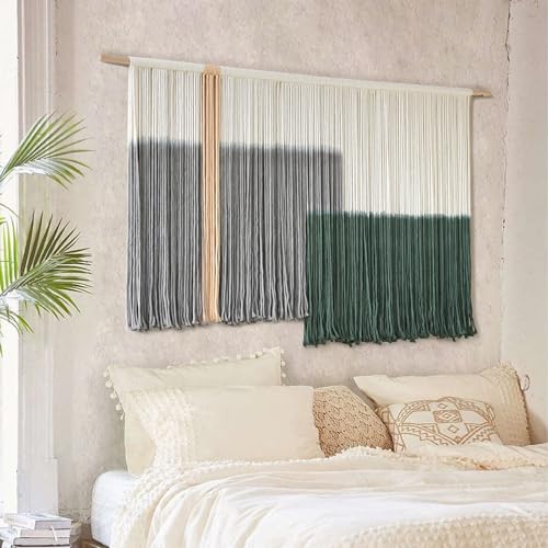 Large Green Dip Dye Macrame Wall Art