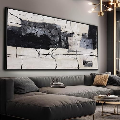 Modern Black and White Abstract Canvas Art