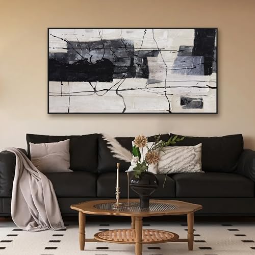 Modern Black and White Abstract Canvas Art