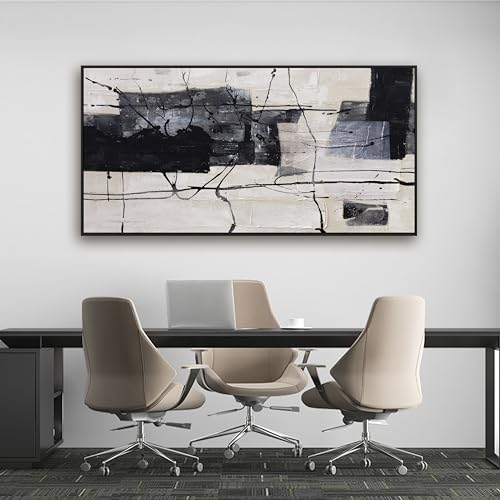 Modern Black and White Abstract Canvas Art
