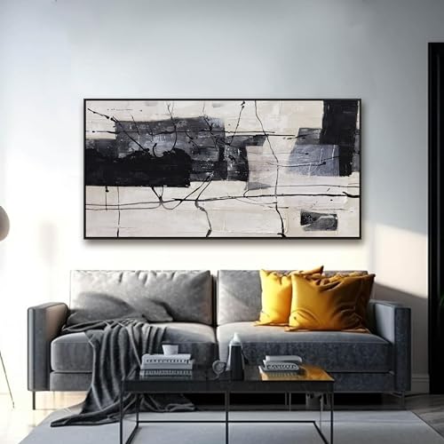 Modern Black and White Abstract Canvas Art