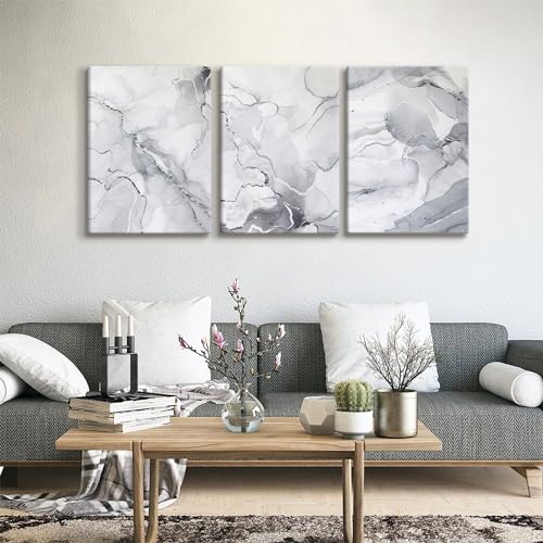 Modern Gray and White Abstract Wall Art