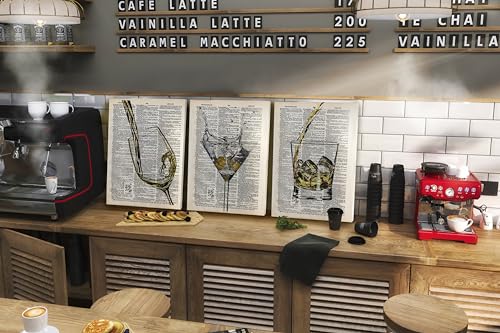 Retro Whiskey & Martini Canvas Wall Art Set