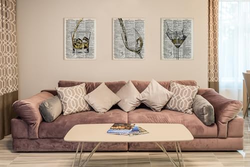 Retro Whiskey & Martini Canvas Wall Art Set