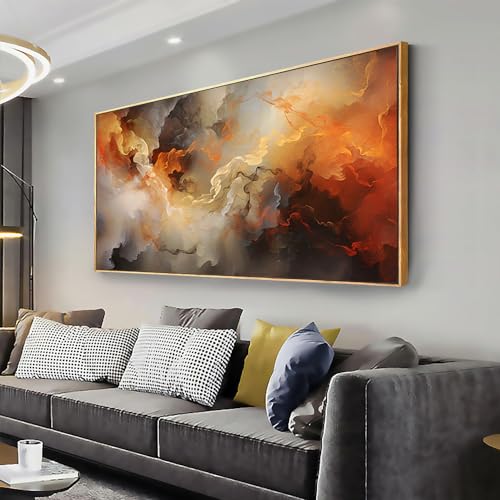 Abstract Orange Cloud Wall Art - 30 x 152 cm