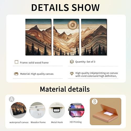 Set di 3 stampe artistiche astratte su tela