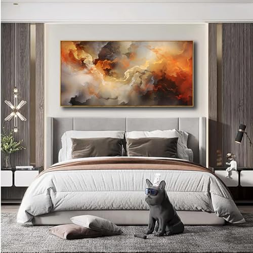 Abstract Orange Cloud Wall Art - 30 x 152 cm