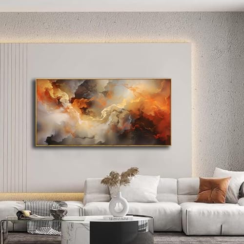 Abstract Orange Cloud Wall Art - 30 x 152 cm