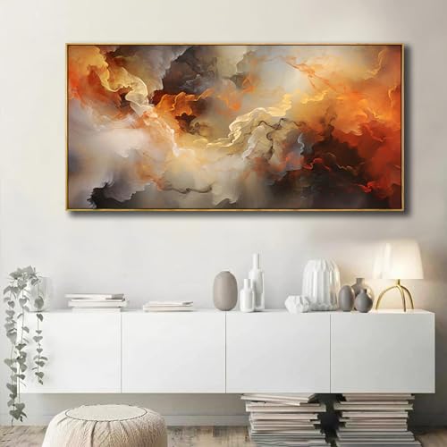 Abstract Orange Cloud Wall Art - 30 x 152 cm