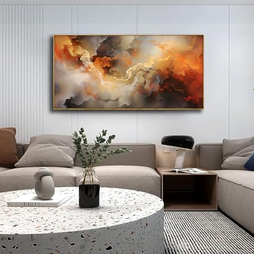 Abstract Orange Cloud Wall Art - 30 x 152 cm