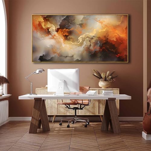 Abstract Orange Cloud Wall Art - 30 x 152 cm