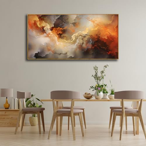 Abstract Orange Cloud Wall Art - 30 x 152 cm