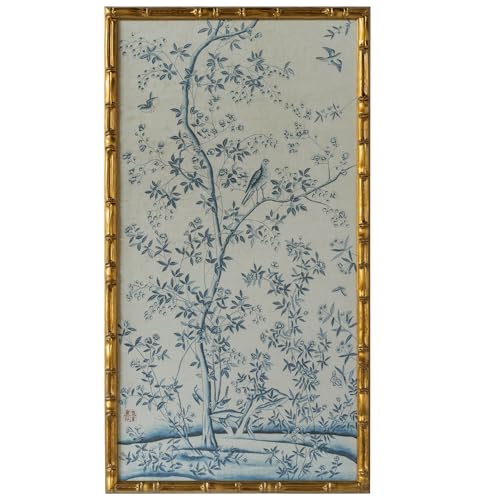 Chinese Rice Paper Floral & Bird Bamboo Art