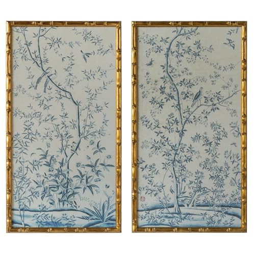 Chinese Rice Paper Floral & Bird Bamboo Art