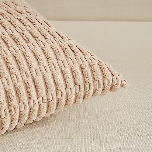 Set of 4 Neutral Velvet Cushion Covers 45x45 cm