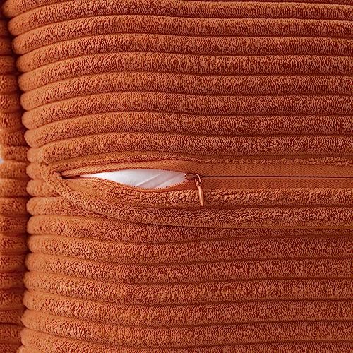 Rust Corduroy Striped Pillow Covers – Set of 2
