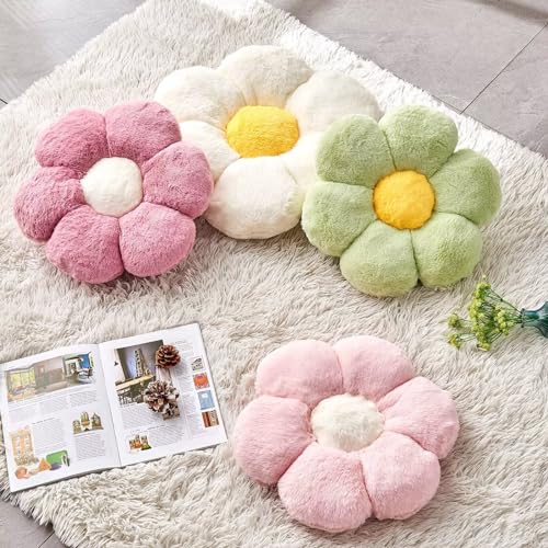 Fluffy White Flower-Shaped Decorative Throw Pillow