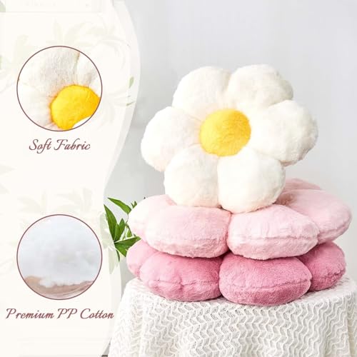 Fluffy White Flower-Shaped Decorative Throw Pillow