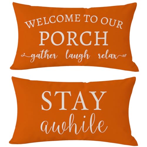 PANDICORN Farmhouse Outdoor Decorative Pillow Covers, Red