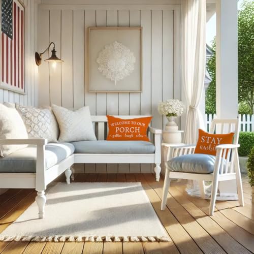 PANDICORN Farmhouse Outdoor Decorative Pillow Covers, Red