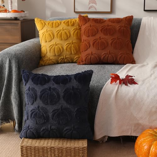 Autumn Pumpkin Plush Pillow Covers Set of 2