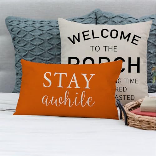 PANDICORN Farmhouse Outdoor Decorative Pillow Covers, Red