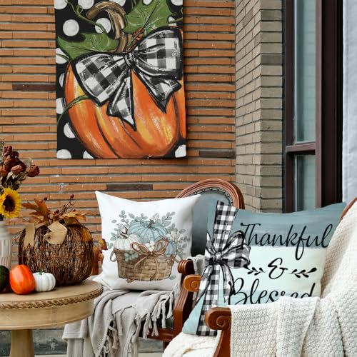 Pumpkin & Eucalyptus Fall Throw Pillow Covers Set
