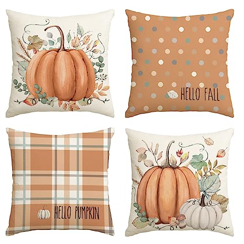 Autumn Pumpkin Throw Pillow Covers Set of 4
