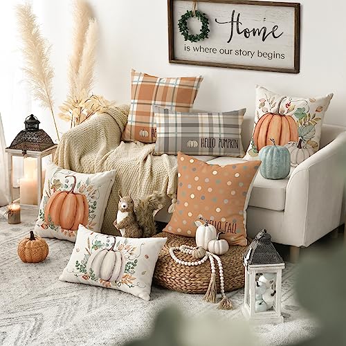Autumn Pumpkin Throw Pillow Covers Set of 4