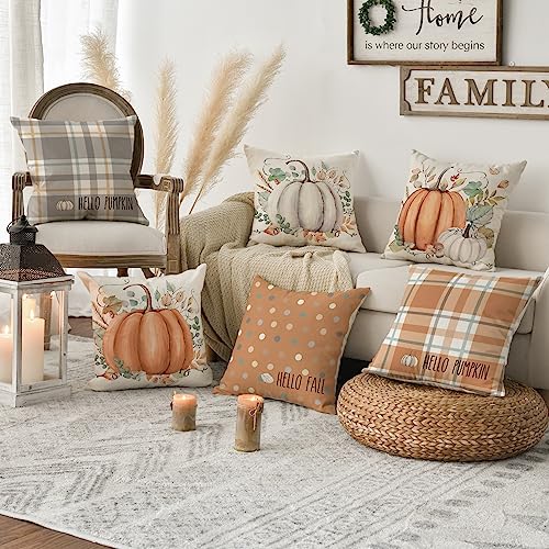 Autumn Pumpkin Throw Pillow Covers Set of 4