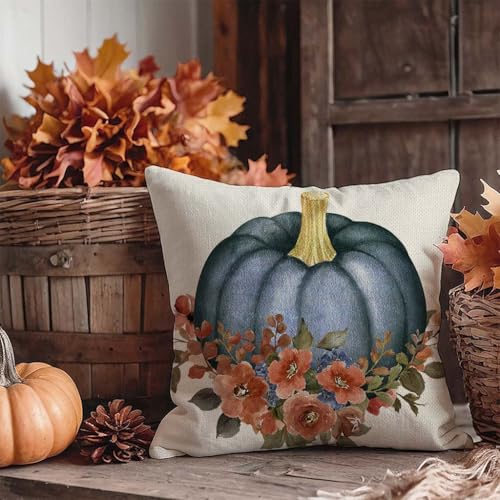 Pumpkin Fall Themed Pillow Covers, Set of 4