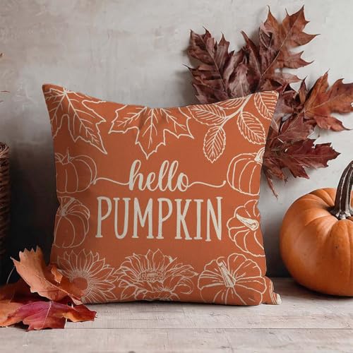 Pumpkin Fall Themed Pillow Covers, Set of 4