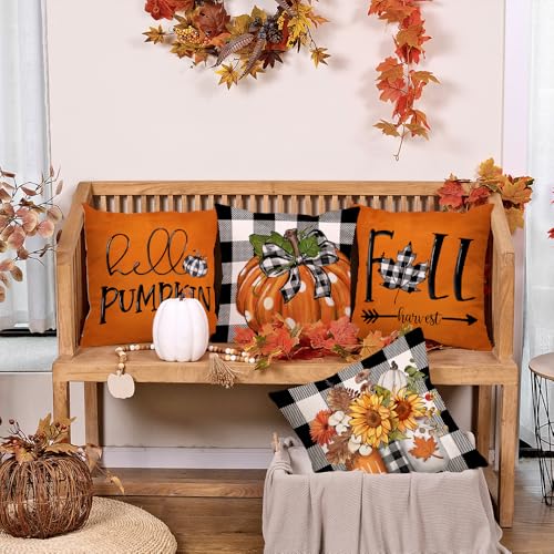 GEEORY Fall Pillow Covers - Set of 4 Decorations