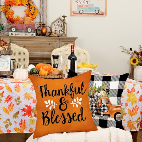 Fall Pumpkin Throw Pillow Covers Set of 4