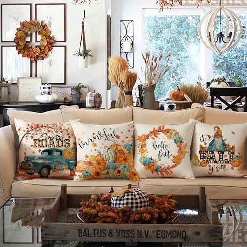 Fall Decorative Pillow Covers Set of 4 – Pumpkins
