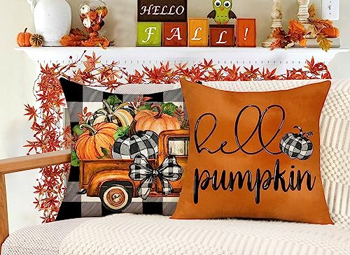 Autumn Buffalo Check Pillow Covers Set of 4